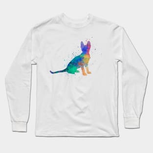 Savannah cat in water color Long Sleeve T-Shirt